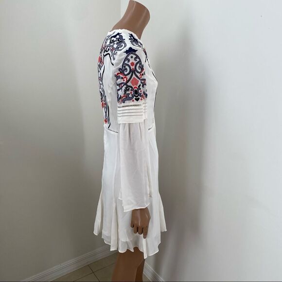 Parker Milly embroidered silk long sleeves mini dress XS - Picture 8 of 12